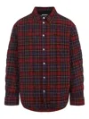 Off-white Long-sleeve Button-up Shirt With Plaid Pattern In Red