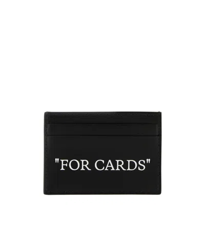 Off-white Quote Bookish Printed Leather Cardholder In Black