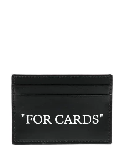 Off-white Quote Bookish Leather Cardholder In Black/white