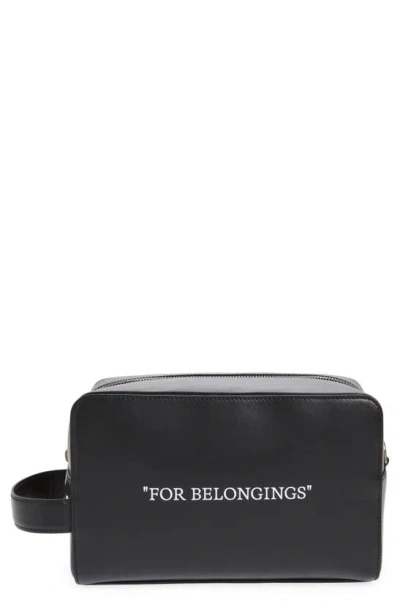 Off-white Quote Bookish Leather Pouch In Black