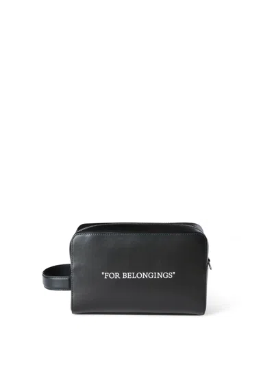 Off-white Quote Bookish Toiletry Pouch In Black
