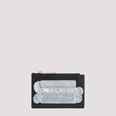 Off-white Quote Bookish Zip-up Cardholder Unica In Black White