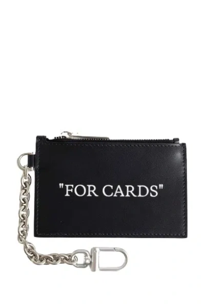 Off-white Quote Card Case With Key Chain In Black