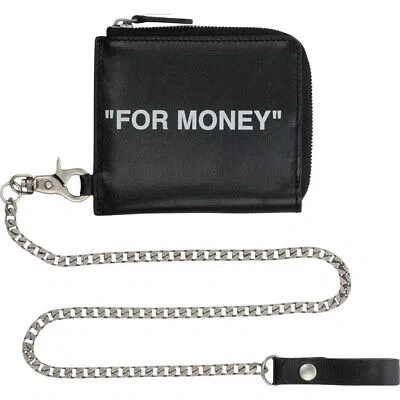 Pre-owned Off-white Quote Chain Black Wallet