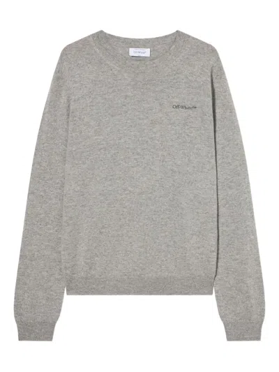 Off-white Quote Crew-neck Sweater In Gray