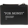 Off-white Quote Leather Bifold Zip Wallet In Black White
