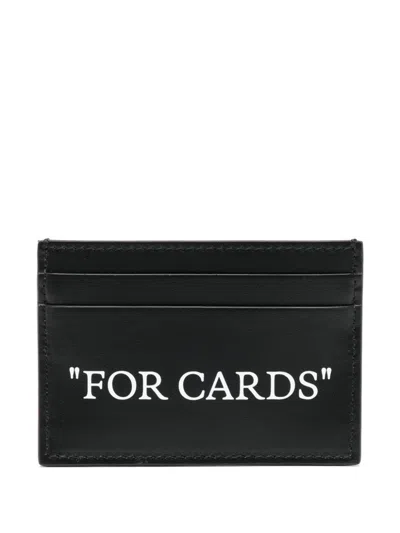 Off-white Quote Leather Card Case In Black
