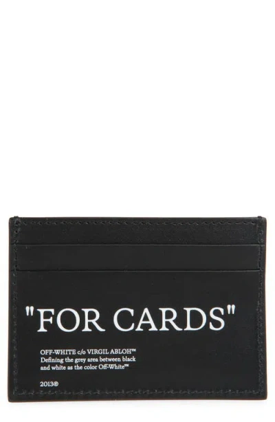Off-white Quote Leather Card Case In Black White