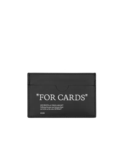 Off-white Quote Leather Cardholder In Black