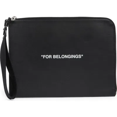 Off-white Quote Leather Pouch In Multi