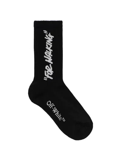 Off-white Quote Mid-calf Socks In Gray
