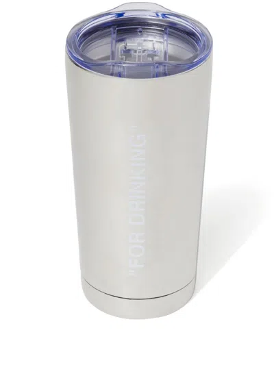 Off-white Quote-print Stainless-steel Travel Mug In Metallic