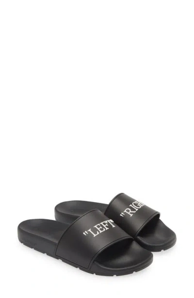 Off-white Quote Slide Sandal In Black-white