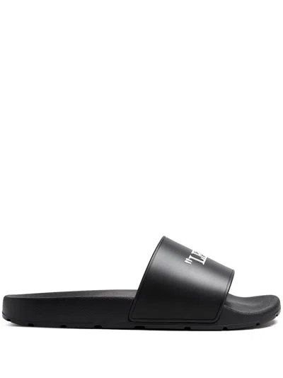 Off-white Rubber Slides For Left And Right In Black
