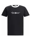 Off-white Quote Design Crew Neck T-shirt With Visual Contrast In Black