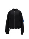 Off-white Ribbed Bomber Jacket Featuring Side Pockets In Black