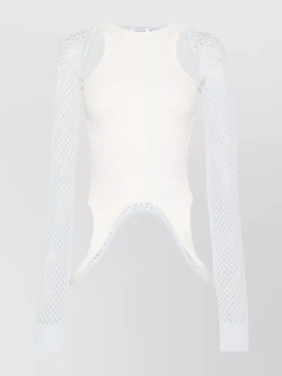 Off-white Knitted Cut-out Top With Racerback Design In Multi