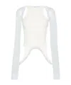 Off-white Ribbed And Mesh Knit Ltop In White