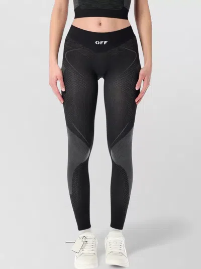 Off-white Racing Leggings Active Elastic Waist Stretch In Black