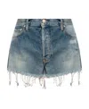 Off-white Raw Hem Denim Shorts In Gray