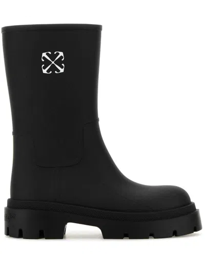 Off-white Off- Women's "reboot Arrow Rain Boots" In Black