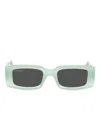 Off-white Rectangle-frame Tinted Sunglasses In Green