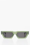 Off-white Rectangular Manchester Sunglasses With Logoed Rods In Green