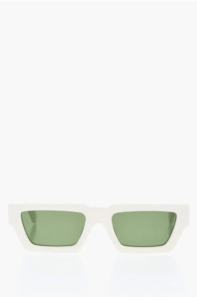 Off-white Rectangular Manchester Sunglasses With Logoed Rods In Green
