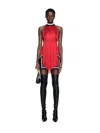 Off-white Satin Mini Dress In 2929 Dark Red-dark Red