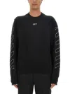 Off-white Regular Fit Jersey With Distinctive Logo And Textured Detailing In Black
