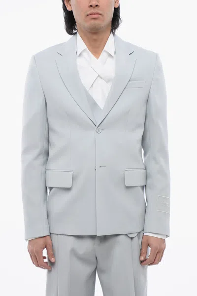 Off-white Relax Fit Blazer With Flap Pockets In Blue