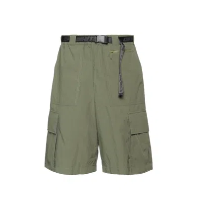 Off-white Relaxed Fit Bermuda Shorts With Removable Belt In Green