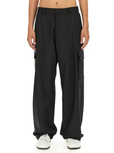 Off-white Relaxed Fit Black Cargo Pants With Side Pockets
