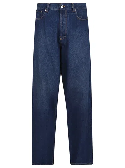 Off-white Relaxed Fit Denim Jeans With Classic Five-pocket Styling In Blue