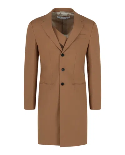 Off-white Relaxed Long Jacket In Brown