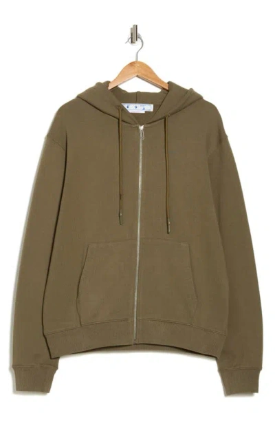Off-white Relaxed Zip Hoodie In Green