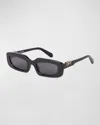 Off-white Renton Rectangle Acetate Sunglasses In 1007 Black Dark Grey
