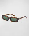 Off-white Renton Rectangle Acetate Sunglasses In 6055 Havana Green