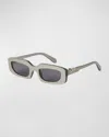 Off-white Renton Rectangle Acetate Sunglasses In 6e07 Taupe   Dark Grey