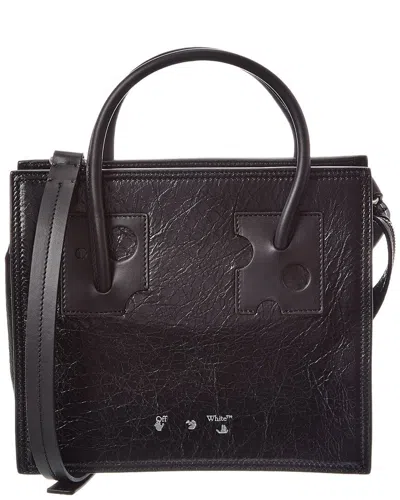 Off-white Repeat Zipped Leather Shopper Tote In Black