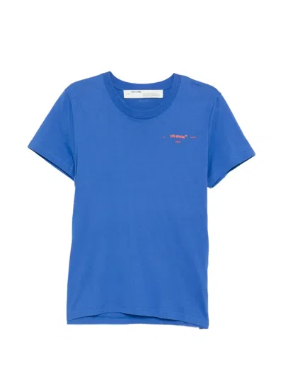 Off-white Rhinestone-embellished Embroidery T-shirt In Blue