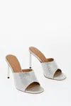 Off-white Allen 100mm Crystal-embellished Satin Mules In Grey