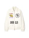 Off-white Rhino Leather Raglan Varsity Jacket In White