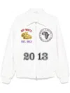 Off-white Rhino Leather Raglan Varsity Jacket In White