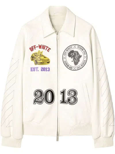 Off-white Rhino Varsity Jacket In White