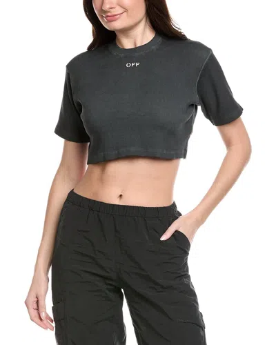 Off-white Rib Crop T-shirt In Black