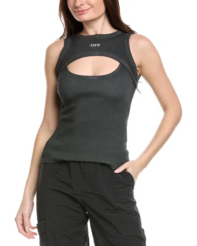 Off-white Rib Cut Out Top In Gray