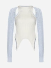 OFF-WHITE RIBBED AND MESH KNIT LTOP
