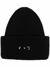 OFF-WHITE OFF-WHITE RIBBED BEANIE WITH HANDS OFF LOGO