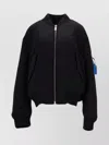Off-white Ribbed Bomber Jacket Featuring Side Pockets In Black